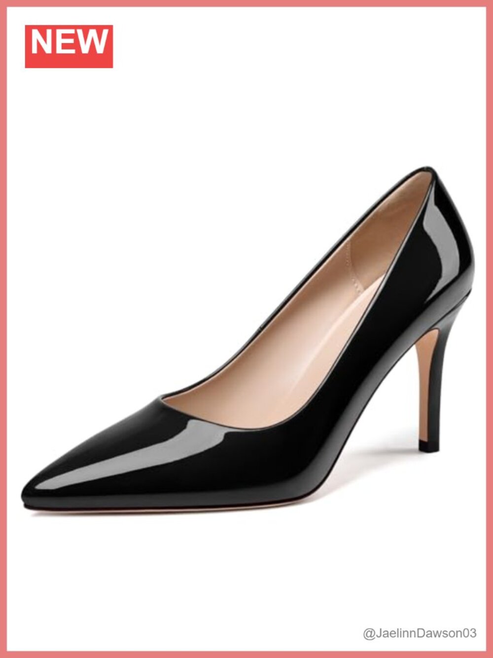 Women's Pointed Toe Stiletto Heels Patent Leather Slip On Pumps 3.5 Inch